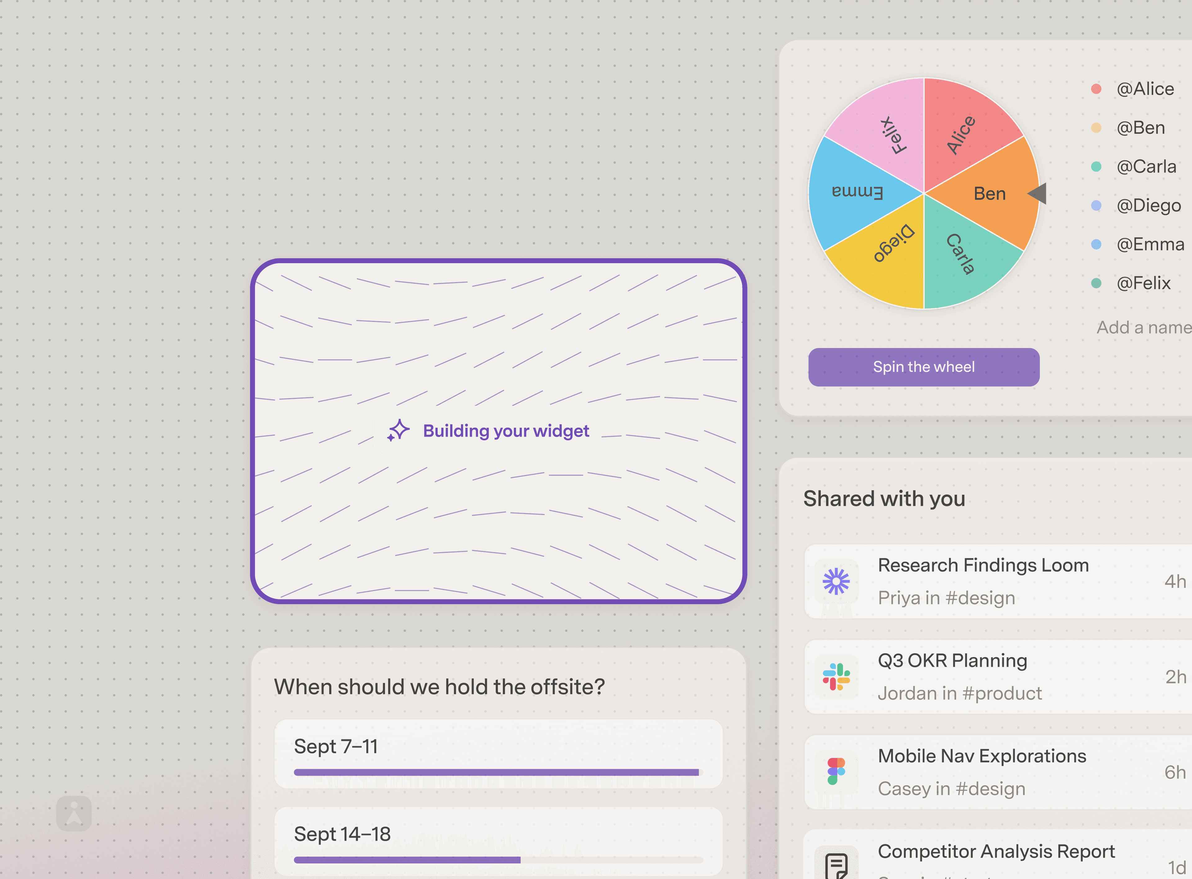 AI widgets in Superhuman docs