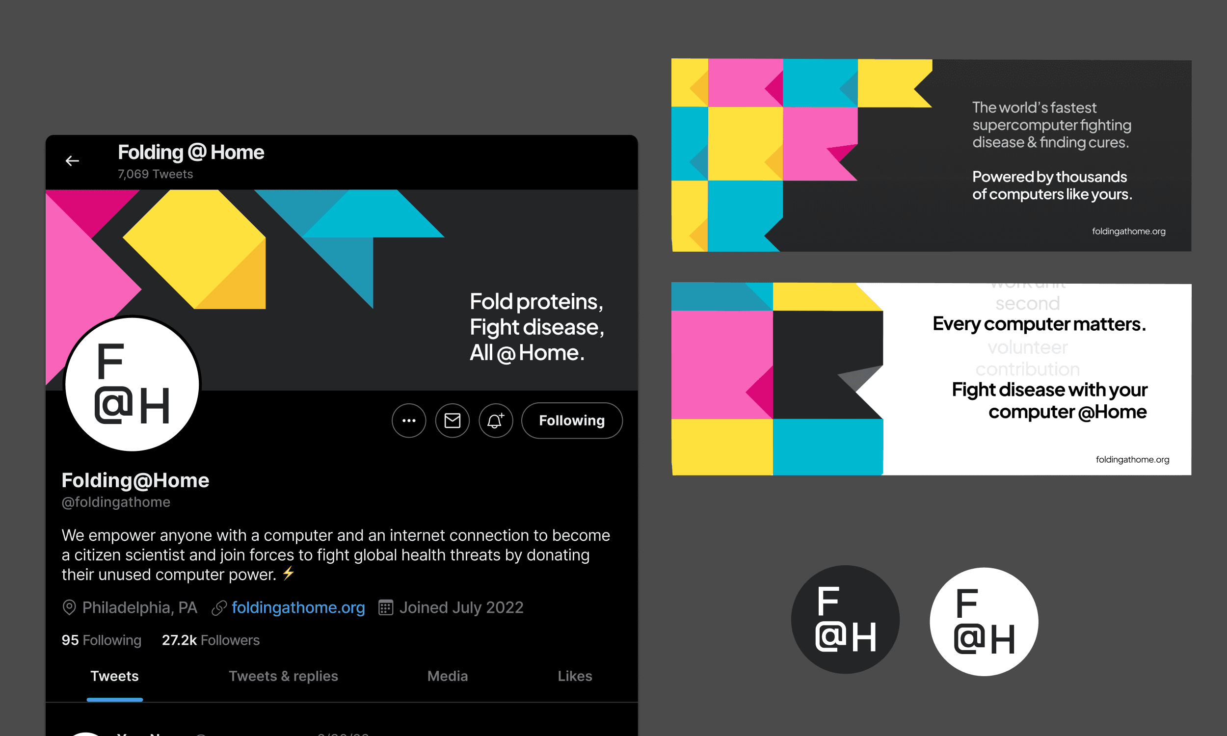 Folding@Home brand application mockups