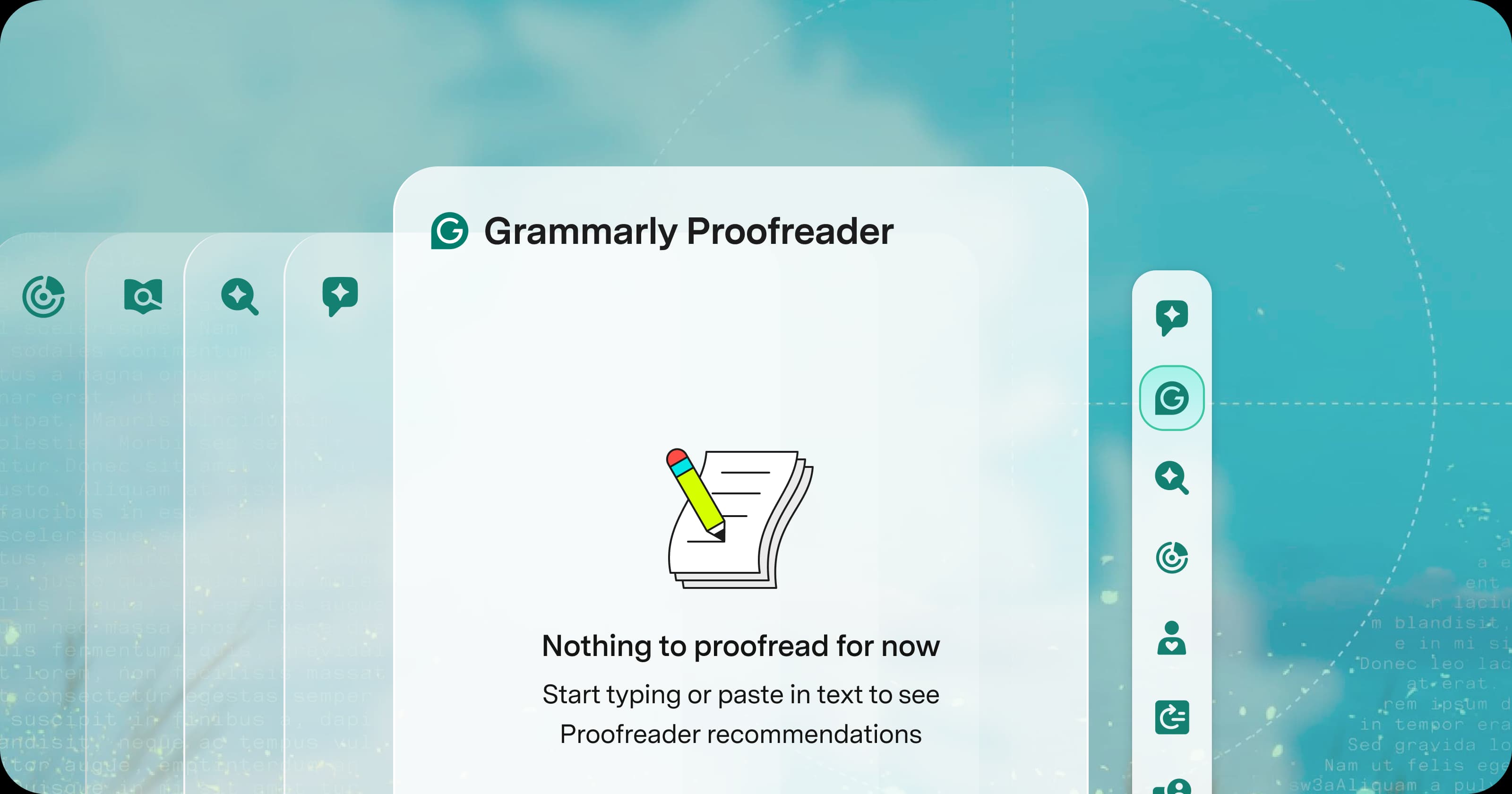 Grammarly Editor blank state showing suggested ways to begin writing